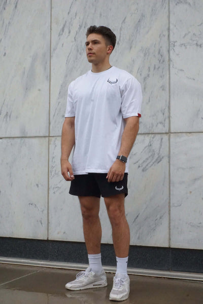 White High-Impact Shorts Tee for Men - Full View