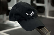 Black Sport Cap with Embroidered Logo - Full View